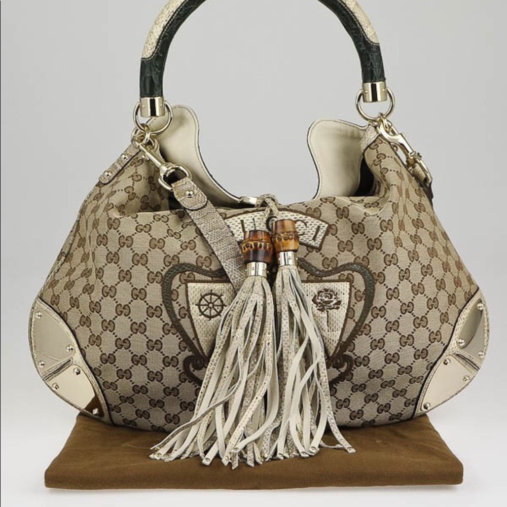Gucci. Hobo Python, Leather Suede Interior Gorgeo… - image 1